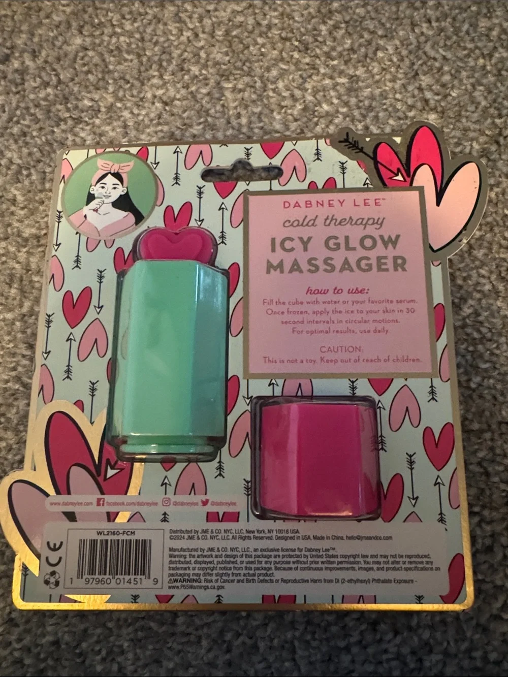 Dabney Lee Pink Plush Headband with Green & Pink Icy Glow Massager Set